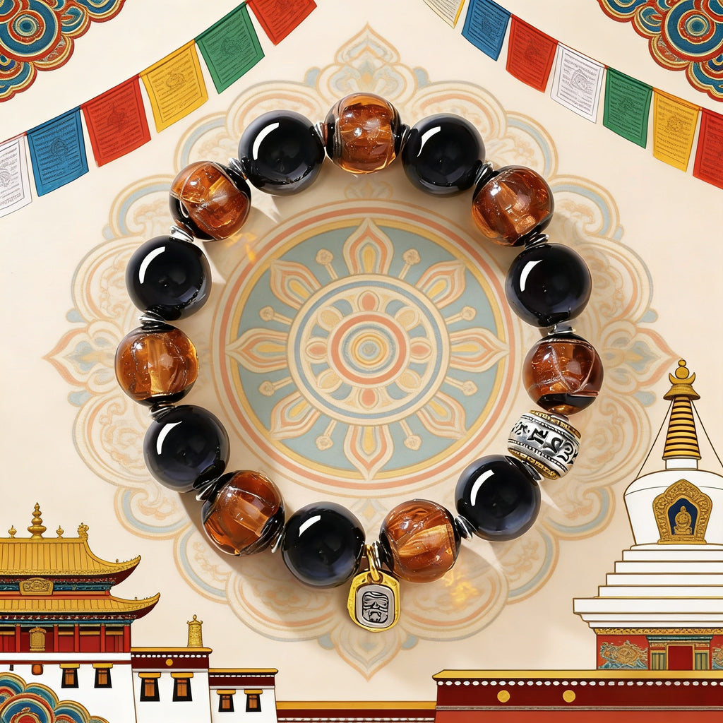 Black Porcelain & Brown Glaze Zajilamu Bracelet