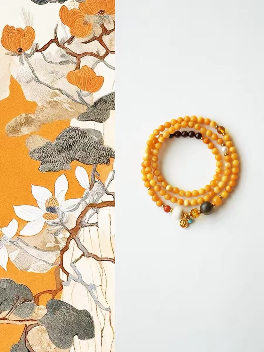 Natural Chinese Beeswax Amber Bracelet
