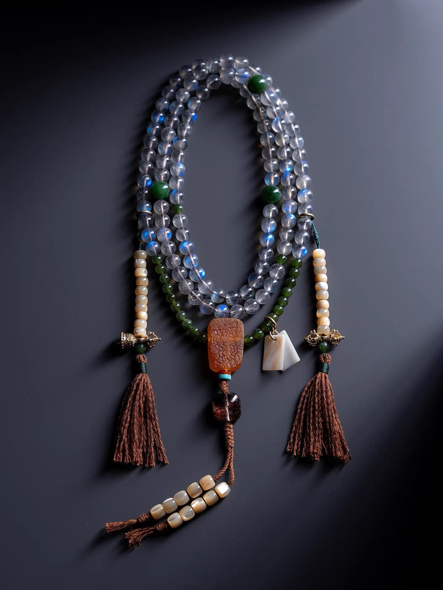 Natural Moonstone Mala Bracelet