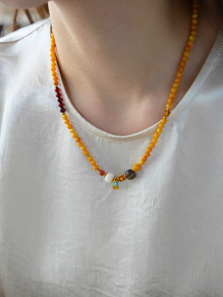 Natural Chinese Beeswax Amber Bracelet