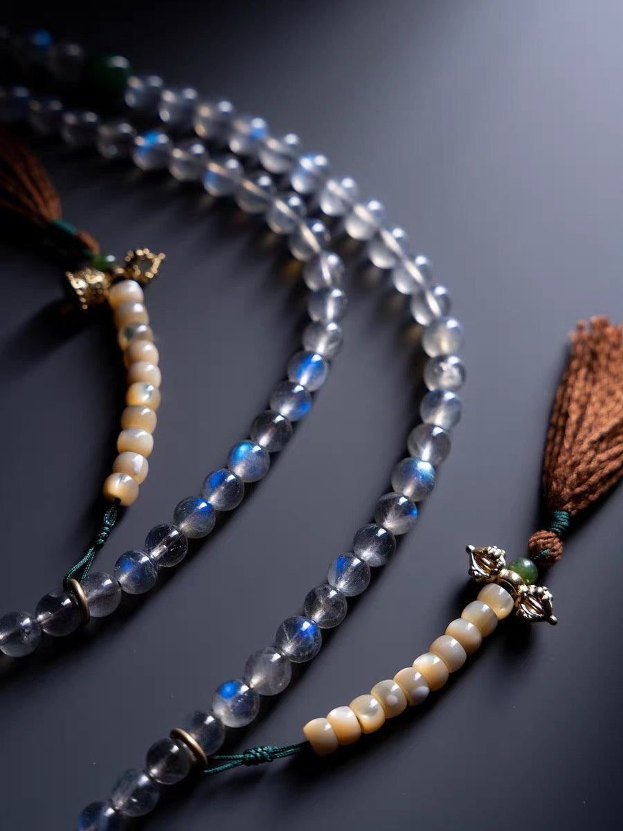 Natural Moonstone Mala Bracelet