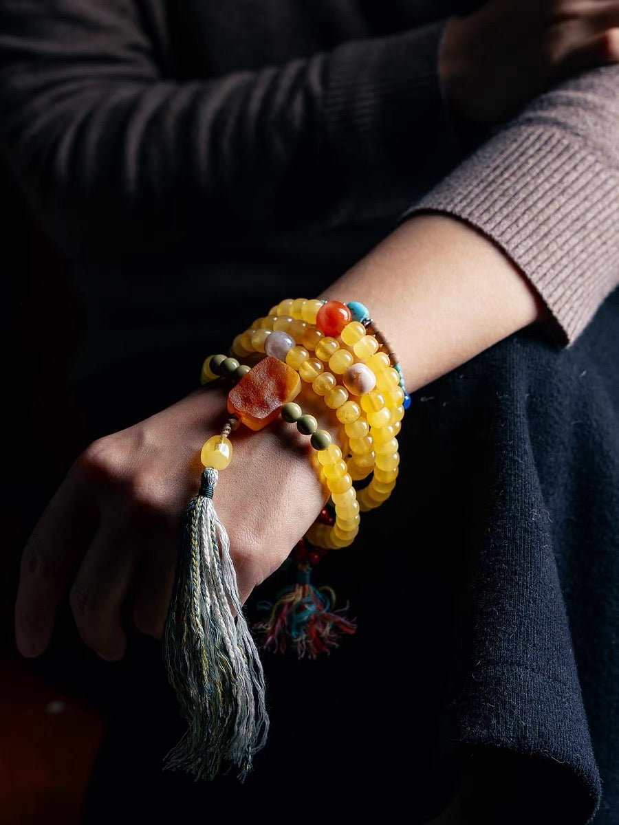 Natural Russian Amber Mala Bracelet