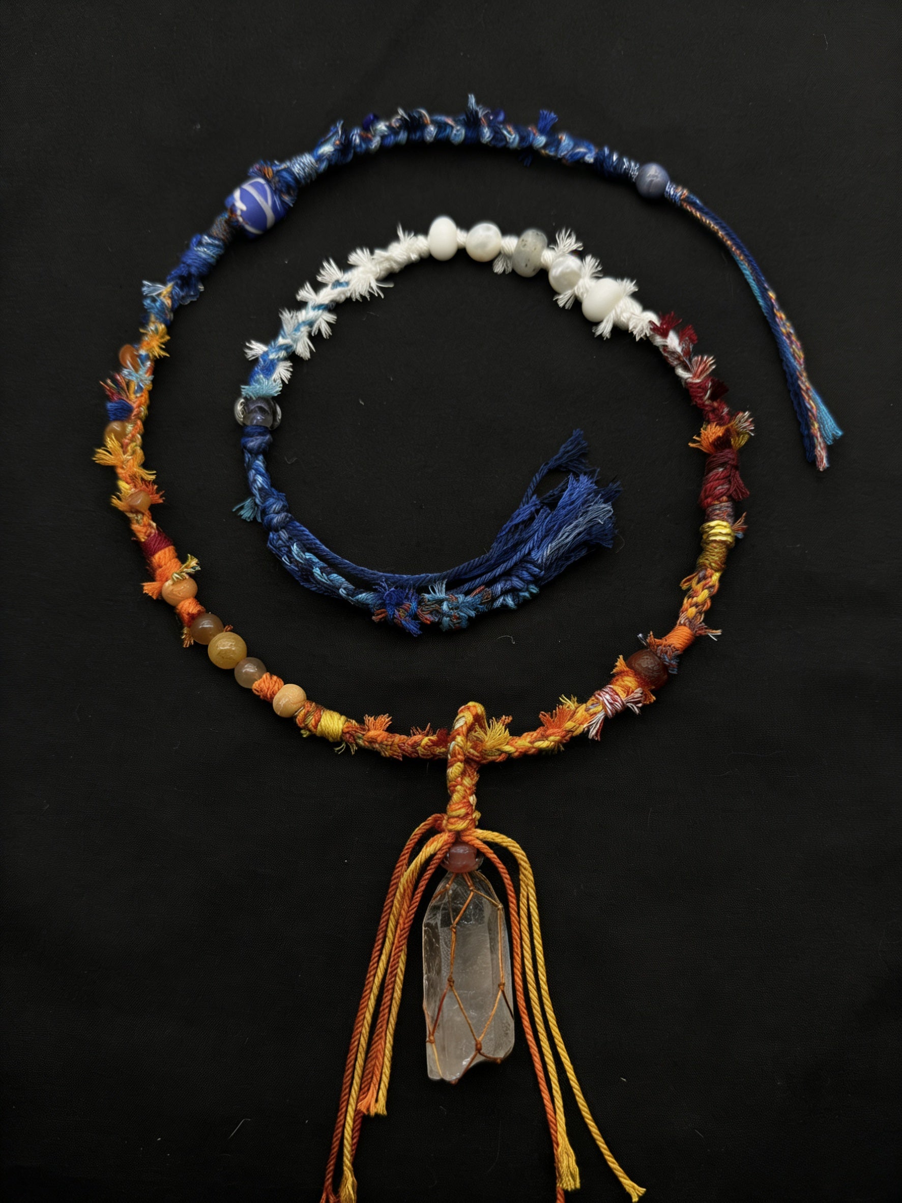 Snowland Woven Color Crystal Pendant Necklace
