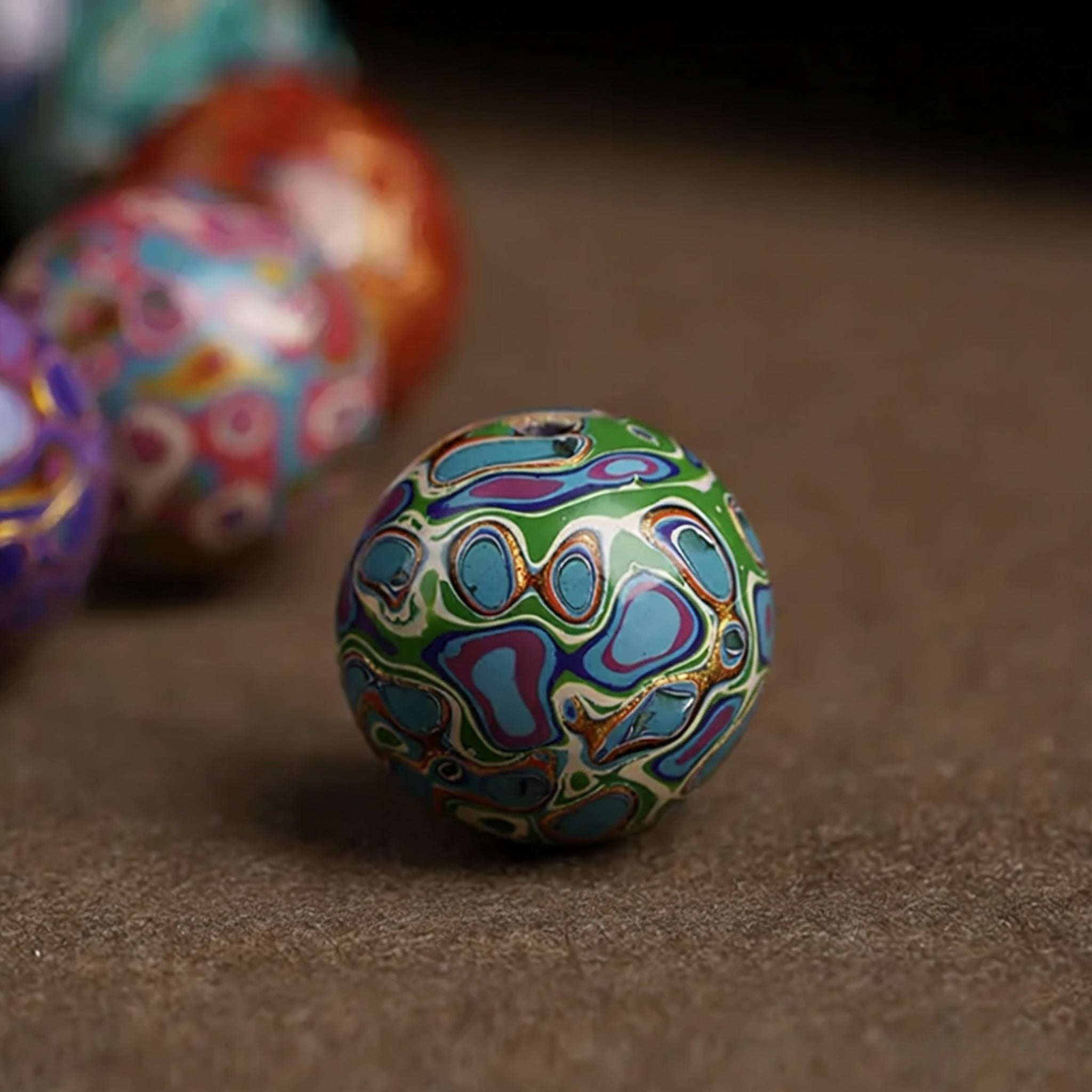 Threaded Rhinoceros Hide Lacquer Bead Rainbow Bracelet