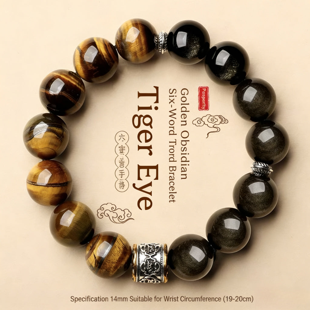 Yellow Tiger's Eye & Golden Obsidian Bracelet