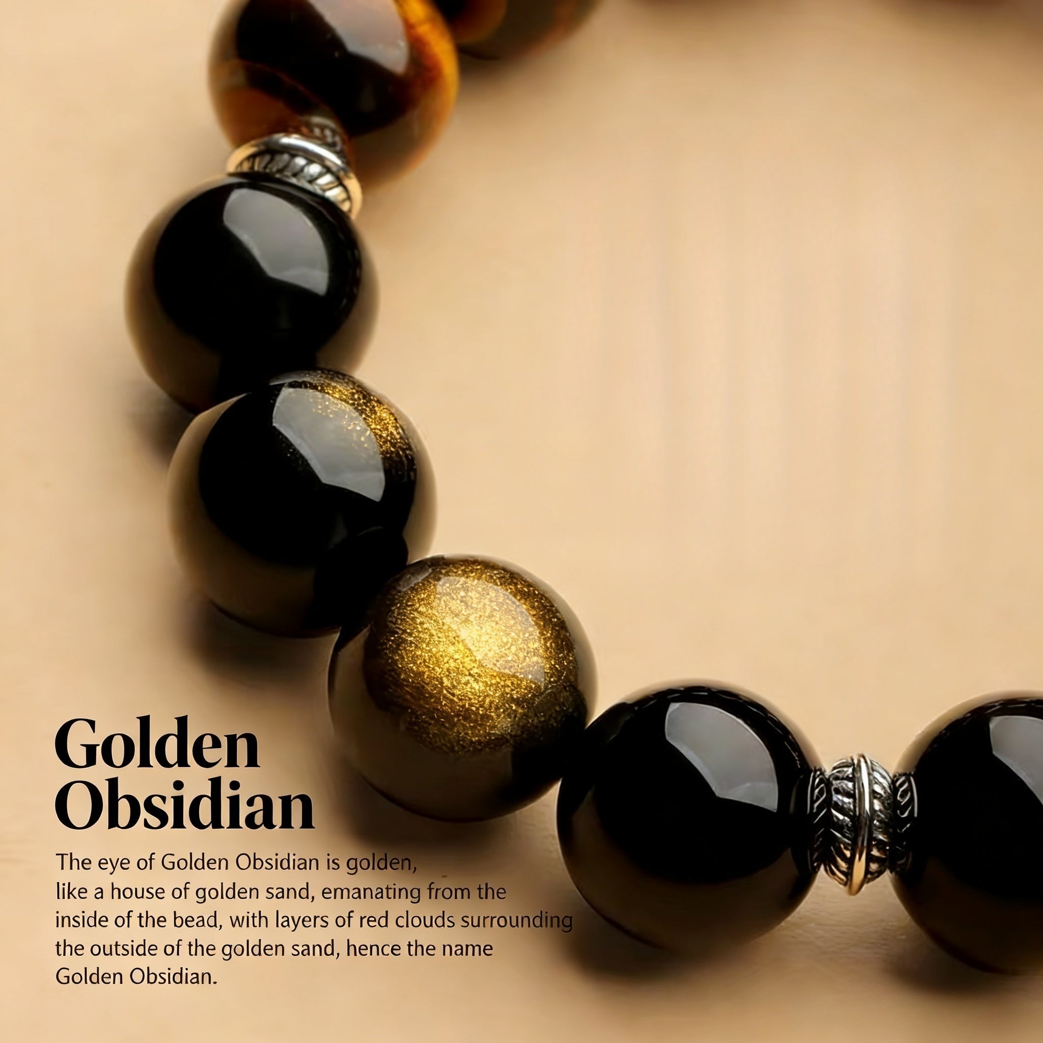Yellow Tiger's Eye & Golden Obsidian Bracelet