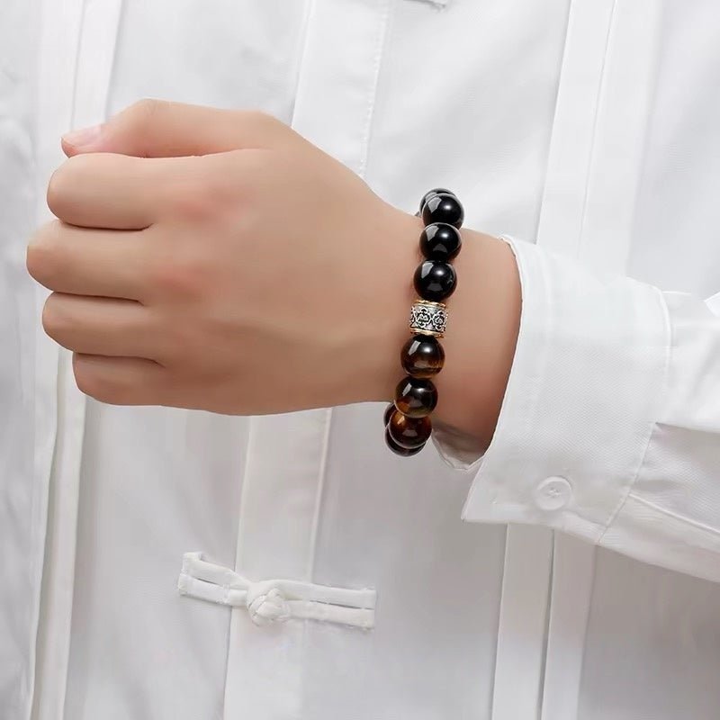 Yellow Tiger's Eye & Golden Obsidian Bracelet