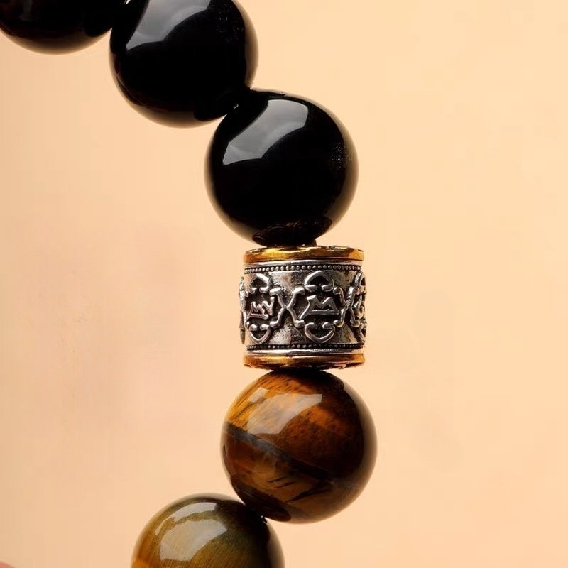 Yellow Tiger's Eye & Golden Obsidian Bracelet